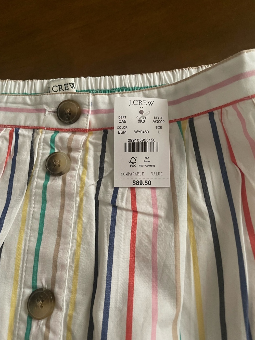 J. Crew women White Skirt with Multicolor Vertical Stripes